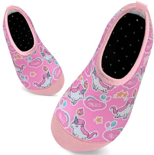 Kids Swim Water Shoes for Girls Toddlers Baby Aqua Socks for Kids Quick Dry Pool Beach Barefoot Children（Unicorn Stars 30/31