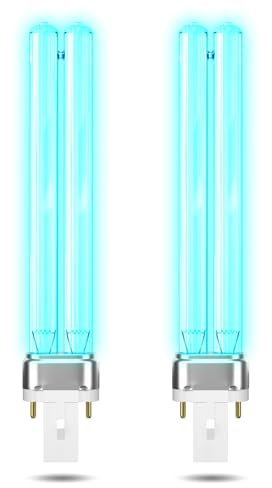 BrightArk 9W G23 PLS Bombilla UV de Repuesto, Pack de 2 Lámparas UV Estéril Ultravioleta para Clarificadores UVC y Filtros UVC de Estanques, Fuentes y Peceras
