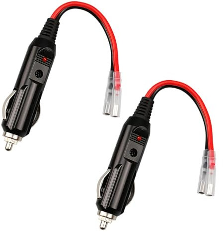 2PCS câbles de prise mâle pour allume-cigare, pour Allume-Cigare avec Câble d'alimentation 16 AWG 12V/24V Universel, pour Voiture Camion prise à socket, Glacière électrique, Aspirateur