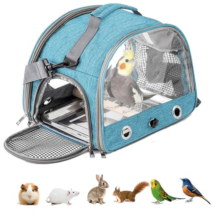 Borsa Da Viaggio Per Uccelli, Trasportino Da Viaggio Per, Borsa Per Uccelli Con Asta e Vassoio In Acciaio Inox, Trasportino Portatile Per, per Pappagalli, Piccoli Animali, Blu
