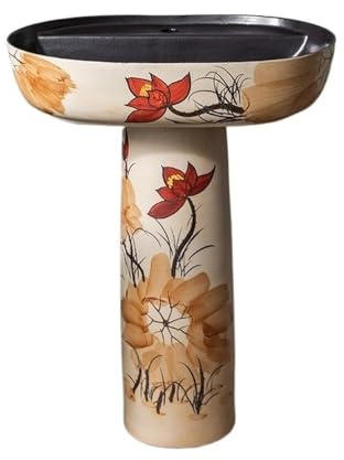 Lavandino su piedistallo Lavandino da bagno con piedistallo Lotus, scarico e rubinetto, lavabo in ceramica indipendente