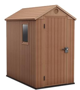 Keter Gartenhaus Darwin 4 x 6, Holzoptik, braun, 2 m², 125,8 x 184,5 x 205 cm