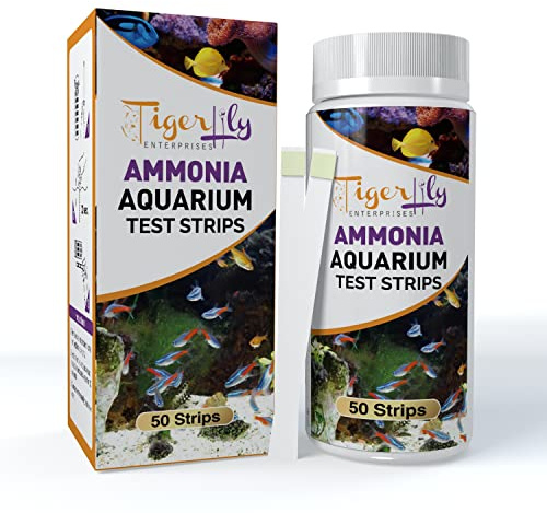 Tigerlily Enterprises Ammoniaca (NH3) - Strisce reattive per acquari d'acqua dolce e salata, facili da usare per risultati rapidi e precisi, confezione da 50 strisce