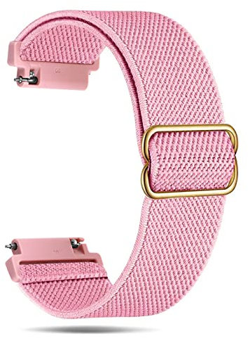 cobee Elastic Nylon Watch Strap, 20mm Nylon Weave Sport Band, Universal Watch Replacement Strap, Adjustable Braided Stretch Replacement Wristband for Ladies, Braided Elastic Straps for Men Women(Pink)