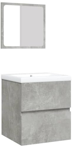 vidaXL Mobile da Bagno con Lavabo e Specchio Grigio Cemento