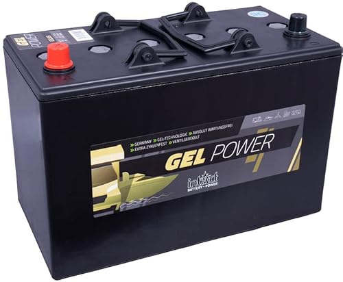 intAct Gel Versorgungsbatterie 12V 85Ah - speziell für Camping, Wohnmobil und Boote - auslaufsichere und wartungsfreie Gel-Batterie - Maße (LxBxH): 330x172x242mm, Pluspol Links