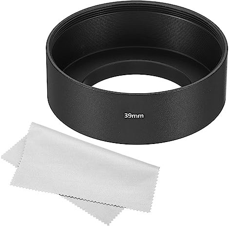 PATIKIL 39mm Lens Hood, Standard Focus Frosted Surface Anti-reflective Inside Hood with Cleaning Cloth for Camera Lens, Black for Nikon, for Fujifilm, for Pentax, for Leica