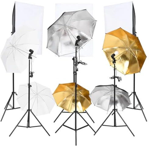 6-TLG. Fotostudio-Set mit Beluchtung-Set und Softboxen
