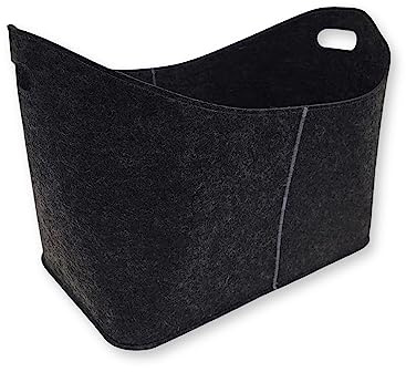 3 x Filzkorb 53 x 32 x 40 cm – Faltbarer Aufbewahrungskorb aus Filzstoff - Flexibler Allzweckkorb für Kaminholz, Zeitungen, Spielzeug, Flaschen & Bücher - Tragekorb 20 kg Tragkraft