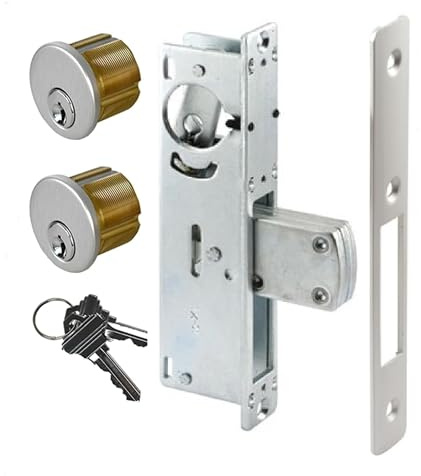 bzijaslle Storefront Door Mortise Lock,Commercial Door Lock,Double Keyed Cylinder Swing Deadbolt,in Aluminum 1-1/8 Backset (Flat Lock Tongue)