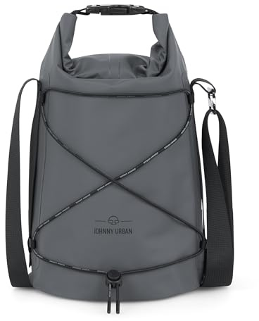 Johnny Urban Sac Étanche 7L Gris - Theo - Dry Bag pour Kayak, Plage, Voyage, Canoë, Bateau - Sac à Dos Imperméable - Pochette Étanche Nautique - Waterproof Pool Bag - Accessoire de Natation