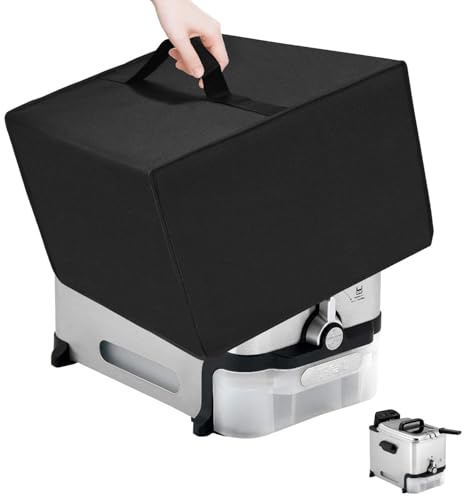 NUENSS-ROR Deep Fryer Cover Heat-Resistant Dust-proof Waterproof Protective Cover Lid Compatible with T-fal 3.5L Stainless Steel Deep Fryer FR702D51 (15.7D x 13.8W x 12.2H, Black)