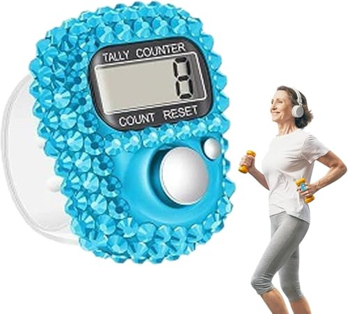 Blue Electronic Finger Tally Counter Clicker Counter, Convenient Portable Digital Display Tally Counter, Resettable Mini Lap Counter for Golf Goods Counting Accessories,Track and Field Lap Counters