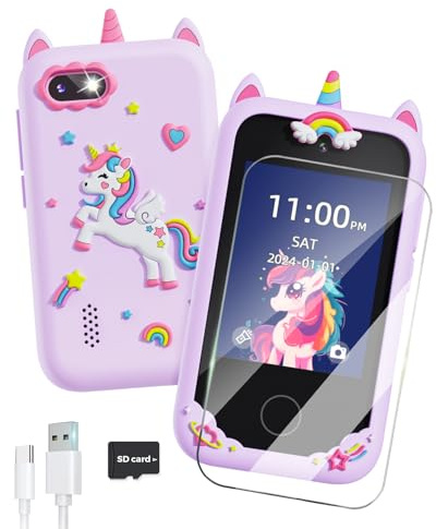 Kids Phone Toys, Toddler Learning Toys for 3 4 5 6 7 8 years old Girls Boys | Christmas Birthday Gifts for Kids, Boys Girls Toys Age 3-8, Kids Smart phone with Dual Cameras, Games, MP3 Player, 8G SD Card