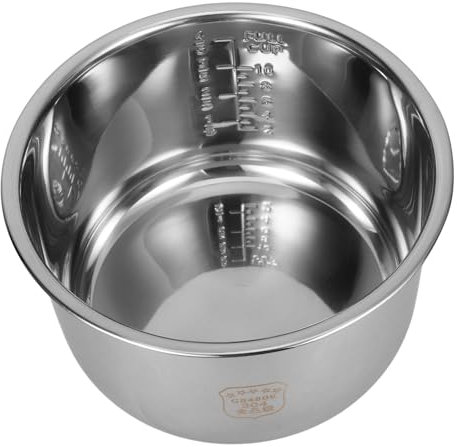 HOLIDYOYO Rice Cooker Inner Pot Stainless Steel Universal Replacement 5l Thickened Non-Stick Liner with Cooking Scale for Household Rice and Soup
