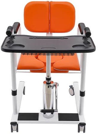 banborba Patient Lift Wheelchair, Height Adjustable Transfer Chair with 180° Split Seat & Potty, Hydraulic Aid Transfer for Home, Portable Adults Disabled Seniors Shower Chairs for Bathroom Bedside