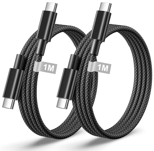Cable USB C a USB C 2Pack 1M, 60W Cable USB C Carga Rápida Cable Tipo C Cable Cargador para Samsung S25 Ultra/S24/S23/S22,iPhone 16 15 Pro Max/16e/16 15 Plus,iPad Pro/Air/Mini 7 6,Google Pixel,Xiaomi
