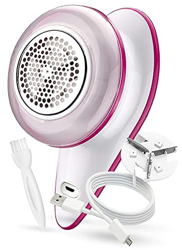 Eujgoov Remover de Pelusa Eléctrica USB USB Recortador de Fuzz de Tela Recargable con Cabeza de Cuchilla de Repuesto e Indicador de Carga para Cortinas de Vellón Suéter de Ropa Píldora Bobble