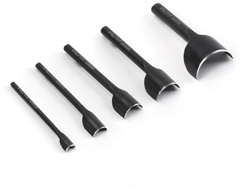 WUTA Halbrunde Schwarz Lochstanzer,5 Stück Kohlenstoffstahl Locheisen Set Leder、für Gürtel Brieftaschen und Uhrenarmbänder Lederhandwerk(10+15+20+25+40mm)