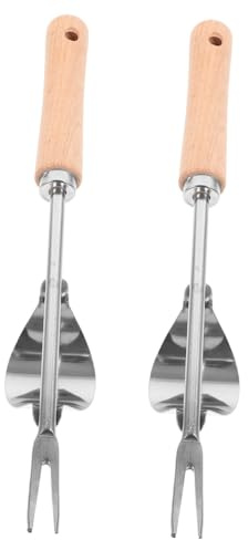 FONDOTIN 2 pezzi Estrattore Manuale Erbacce in Acciaio Inossidabile con Manico Antiscivolo Strumento Leggero e Durevole per Sarchiatore Portatile per Rimozione Radici e Allentamento