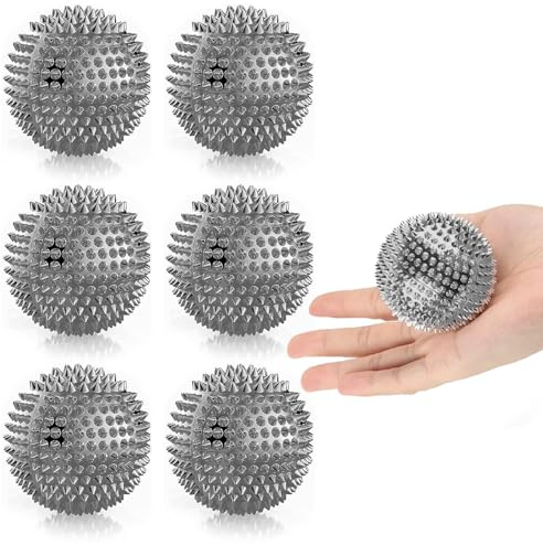 Bangbobi Juego de 6 Pelotas de Masaje Erizo, Pelotas de acupresión Spike Ball con púas para masajear Manos y pies, 7,5 cm, PVC rígido. Reducción del estrés. Alivio del Dolor.