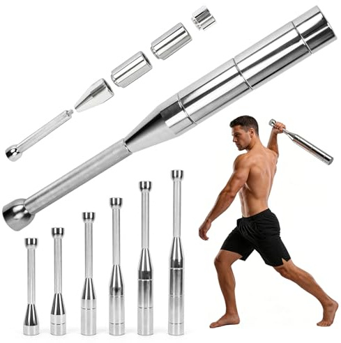 Macebell Regolabile 3–8 kg Indian Clubbell, Steel Mace Bell Solido Acciaio, Impugnatura Antiscivolo, Adatto per Domestico e Palestra, per Allenamento della Forza Uomo, Spalle, Presa e Avambracci