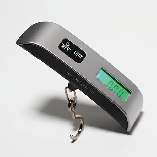Pesa Valigia Digitale 50kg – Bilancia Pesa Bagagli da Viaggio con Gancio in Acciaio e Display Retroilluminato – Bilancia Valigia Portatile per Bagaglio Aeroporto