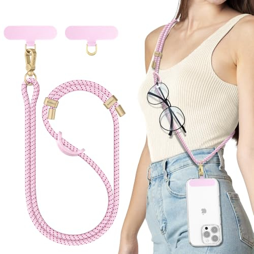 SURPHY Handledsband för mobiltelefon, universell lapp*2, justerbar tvåfärgad telefonsnodd, lämplig för iPhone/Samsung/Xiaomi/Redmi och alla smarttelefonfodral