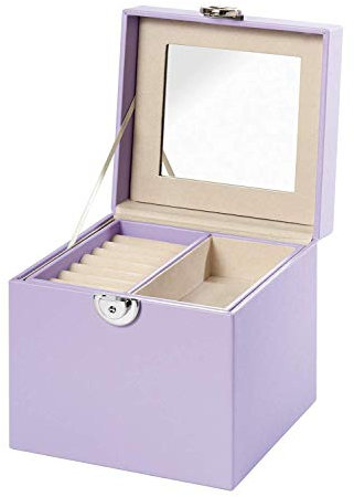 Clauss Schmuckkästchen, Spiegel im Deckel, Geschenk, PU-Leder, BC-10050, Samt, 15 x 15 x 15 cm, Violett