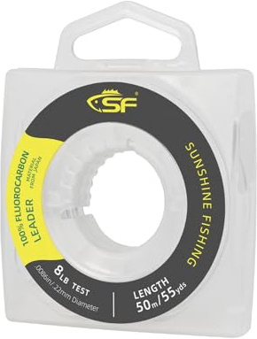 SF 100% Pure Fluorocarbon Leader Material Fishing Line Virtually Invisible Shock Resistant Increased Sensitivity Sink Fast Clear for Saltwater Freshwater 6/8/10/12/15/20/25/30/40/50/60/80/100LB