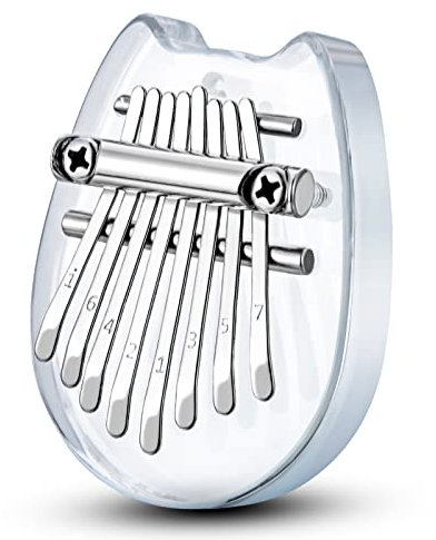 Mini Kalimba Thumb Piano 8 Keys,Portable Solid Wood Mbira Finger Piano for Kids and Adults,Pocket Musical Gifts for Beginners w/Chain