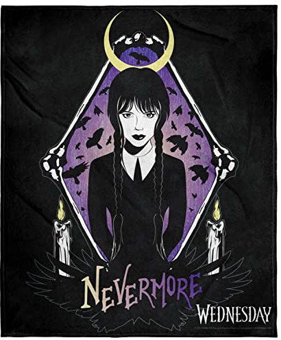MGM Wednesday Nevermore Super Soft and Cuddly Plush Fleece Throw Blanket