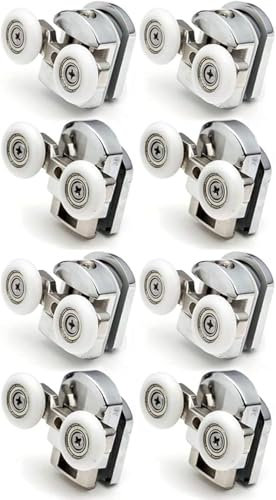 Replacement Shower Door Fixing Wheels in Chrome - 4X Top & 4X Bottom - Fits Glass 4-6mm (23mm,8PCS)