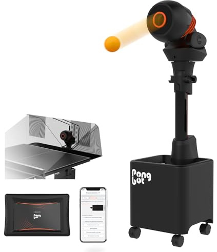 PONGBOT Table Tennis Robot with Net Ping Pong Ball Machine, Remote/APP Control, 576 Pre-saved Trajectories, Automatic Oscillation, Programmable Drills-Frequency/Ball Speed/Rotation/Landing/Hight