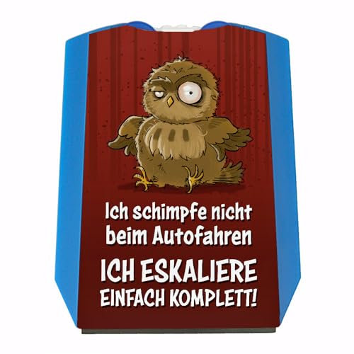 speecheese Eule Parkscheibe mit Spruch Eskalation statt Schimpfen beim Fahren Auto Parkhilfe mit Uhu - Albern Parken Nachtkauz Charme PKW Waldkauz Gadget