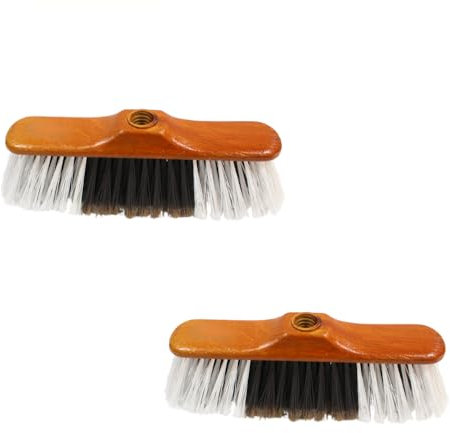 Keroppa, Cepillo para Parquet y Tarimas, Pack 2 Uds, Escoba para Barrer, Cepillo de Limpieza del Hogar, Cerdas Ultra Finas, Suave, para Recoger Polvo y Pelusa, Blanco y Marrón