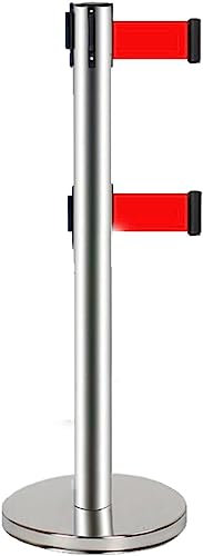 Einziehbarer Lamellenzaun, doppelte ein Meter lange Absperrung, Edelstahlgeländer, einziehbarer Lamellenzaun (Farbe: Silber, Größe: 5