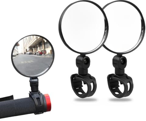 RAMGLYO Rétroviseur de vélo 2 pièces, 360 ° réglable et pivotant, miroir de vélo universel grand angle pour VTT, vélos de course, guidon