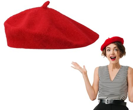 ZPLASK Red Beret, Elegant Intellectual and Temperamentous Classic Soft Stretchy Cap for Women/Girl/Men (One Size)