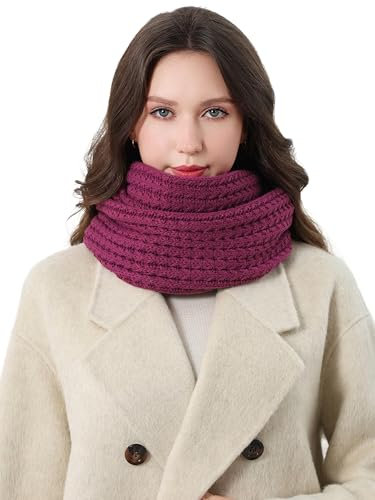 DonDon Schal Damen Winter Winterschal Strickschal Loop Schal Schlauchschal - Berry