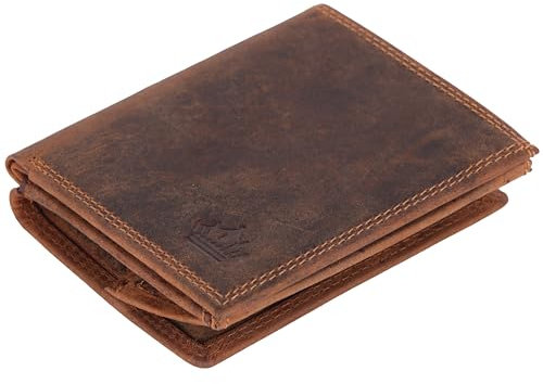 Manza Geldbörse Wiener Schachtel Portemonnaie Echt Leder Börse Geldbeutel RFID Schutz (Tan)