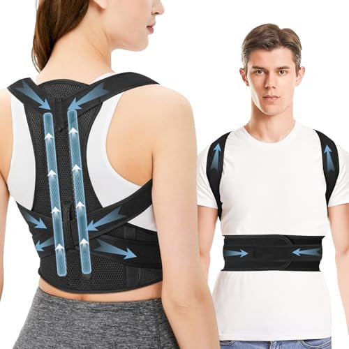 JOHNBOLIN Posture Corrector Women and Men, Adjustable Back Brace Posture Corrector, Breathable Back Support Belt for Neck Shoulder Pain Relief, Comfortable Posture Straightener