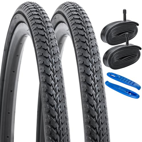 YUNSCM 2-PCS 26 Pouces Route Vélo pneus 26x1.50/40-559 and 26 Pouces Vélo Chambre à air Schrader Valve Compatible with Route Vélo 26x1.5 26x1.50 26X1.50 Bike pneus and Chambre à air(Y-1036)