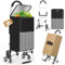 50Liter Einkaufstrolley Treppensteiger & Thermotasche Kühlfach, Shopping Trolley mit Treppenläufer, Moderner Einkaufswagen Faltbar, 6 Rädern Einkaufstasche, Einkaufskorb mit Rollen, Aluminium, Schwarz