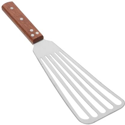 Pelle pour creuser, pelle de jardin en bois, poisson fendue en acier inoxydable avec poignée ergonomique en bois, outil de cuisson polyvalent pour frire le poisson, les œufs et les crêpes, bord
