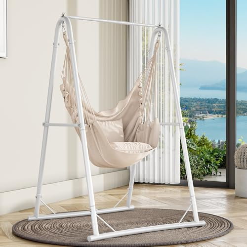 YITAHOME Hamaca Colgante con Estructura de 105 x 93 x 160 cm, Estructura de Acero Estable, Soporte para Hamaca con Columpio Colgante, Carga máxima de 150 kg, Mecedora con 2 Ganchos y Bolsa de Tela