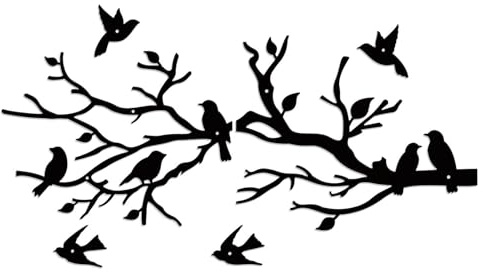 aupawdy Decoración de Pared con Pájaros, Escultura de Pared Redonda de Metal 3D, Adorno de Pared Moderno, Cuadro de Metal para Casa, Salón, Cocina, Dormitorio, Pasillo