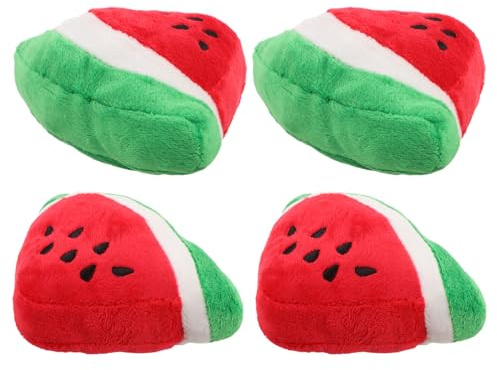 jojofuny 4 Pièces Lot de 4 Set de Jouets pour Chien en Peluche Pastèque Triangulaire Qui Couine, Interactif à Mâcher Doux pour Chiots, Petit Format Maison, Jardin et Voyage, Stimulation