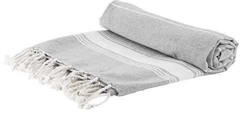Nicola Spring Turkish Cotton Bath Towel - 170 x 90cm - Grey - Pack of 1 - Lightweight & Absorbent Large Adults Drying Beach Towel Bathroom Gym Cloth Sauna Hammam Shower Sheet