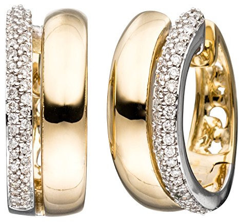 Jobo Damen-Creolen aus 14 Karat 585 Gold Bicolor mit 86 Diamanten